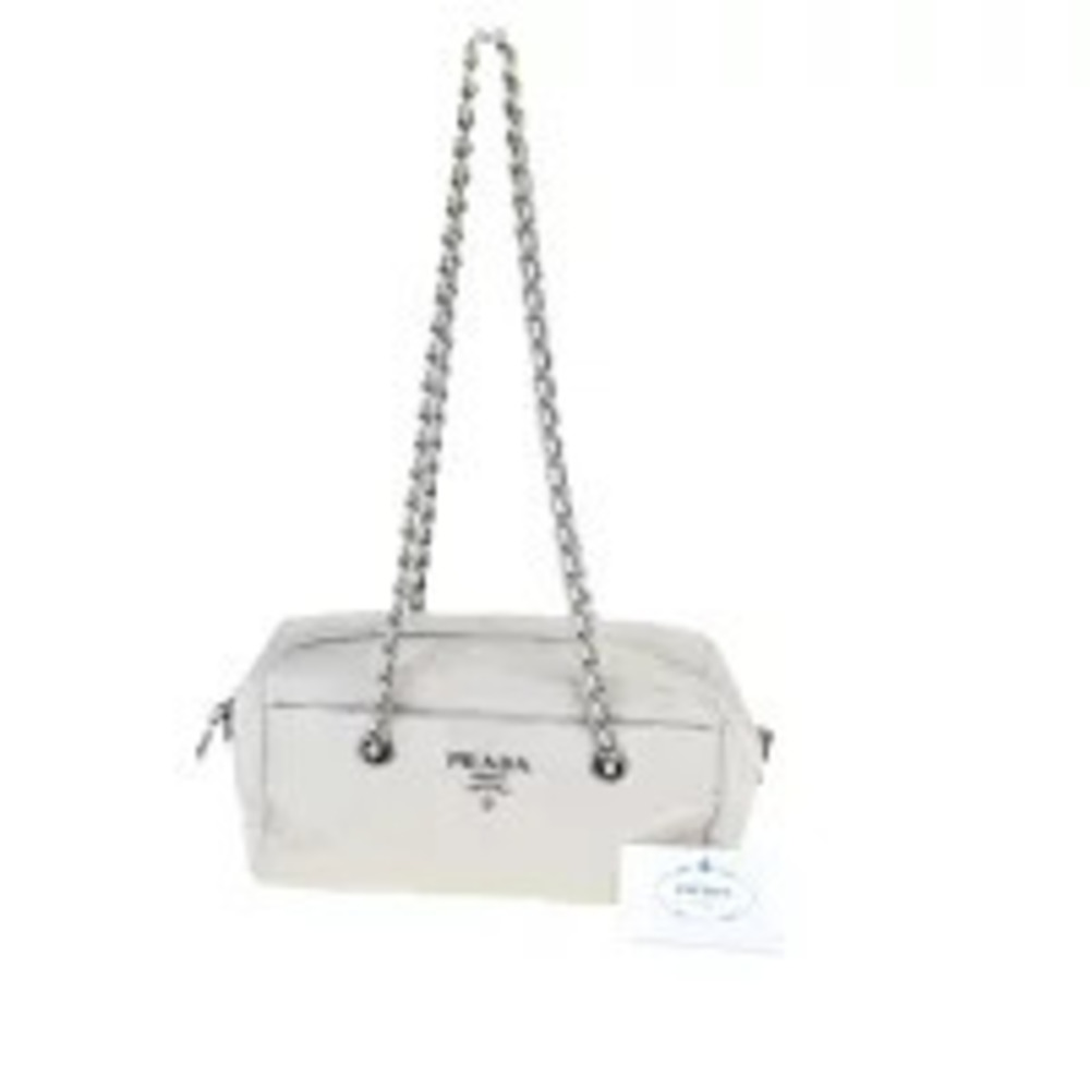Prada Chain Leather Shoulder Bag Gray